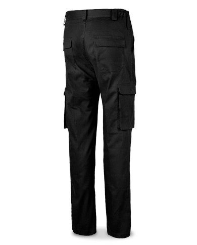 Pantalón STRETCH negro algodón 240 gr. Multibolsillo MARCA