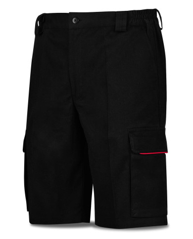 Bermuda STRETCH negro algodón 240 gr. Multibolsillo MARCA