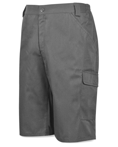 Bermuda gris poliéster/algodón de 200 g.Multibolsillo MARCA