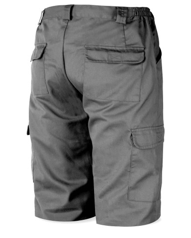 Bermuda gris poliéster/algodón de 200 g.Multibolsillo MARCA