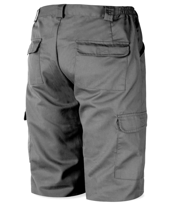 Bermuda gris poliéster/algodón de 200 g.Multibolsillo MARCA