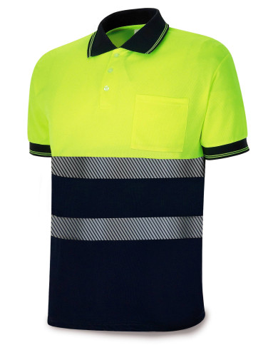 Polo A.V. bicolor poliéster con bandas segmentadas 150 gr MARCA