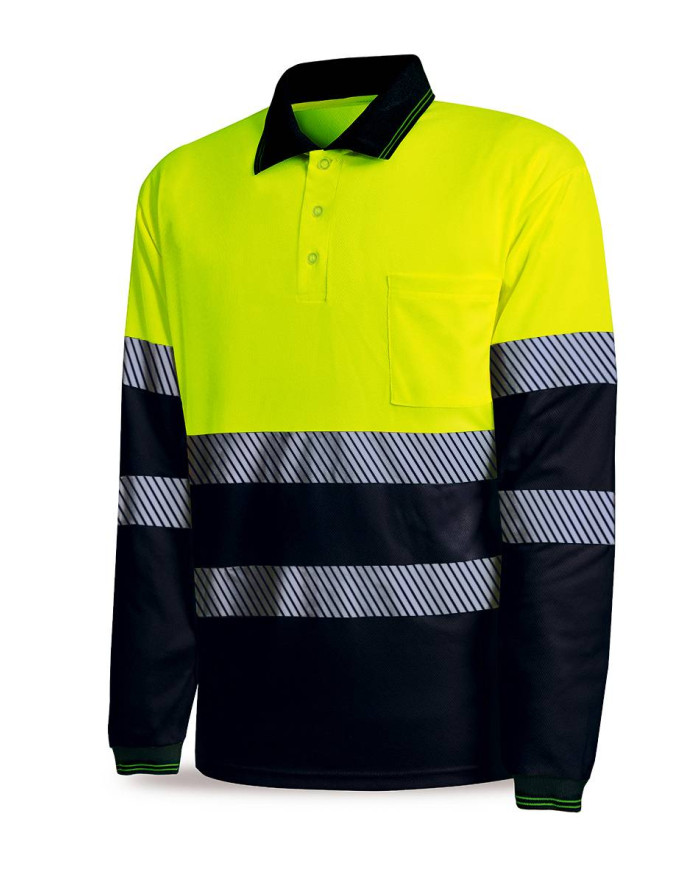 Polo A.V. bicolor poliéster/algodón con bandas segmentadas 150 gr MARCA