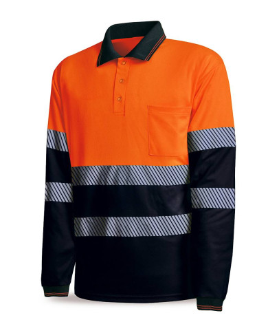 Polo A.V. bicolor poliéster con bandas segmentadas 150 gr MARCA