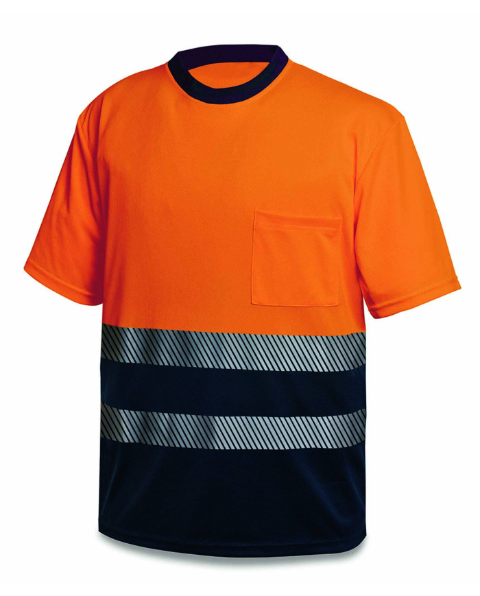Camiseta A.V. bicolor poliéster/algodón con bandas segmentadas 150 gr MARCA