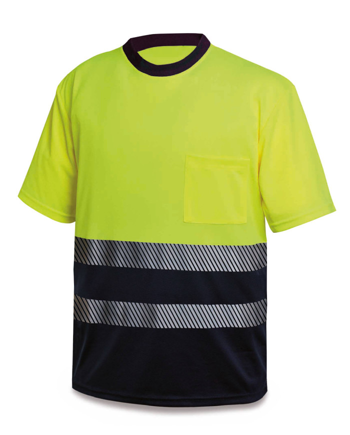 Camiseta A.V. bicolor poliéster/algodón con bandas segmentadas 150 gr MARCA