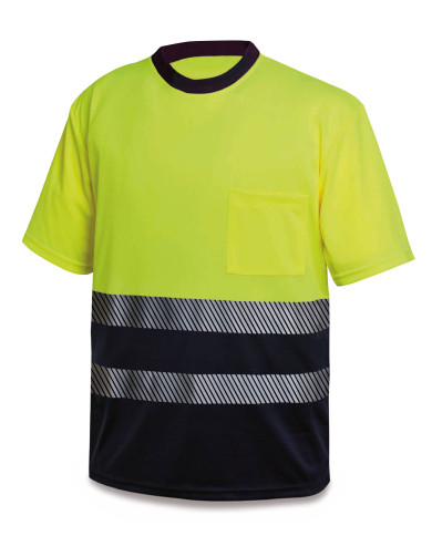 Camiseta A.V. bicolor poliéster con bandas segmentadas 150 gr MARCA