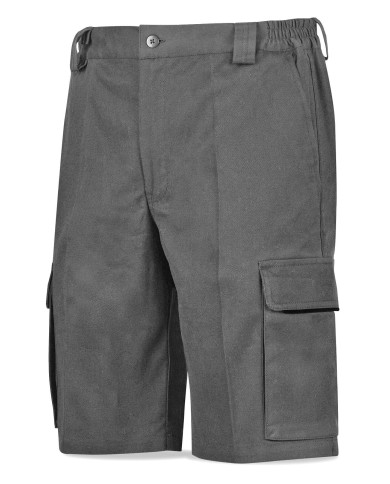 Bermuda STRETCH gris algodón 240 gr. Multibolsillo MARCA