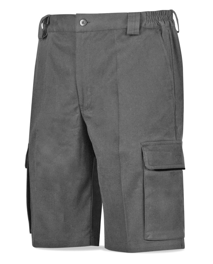 Bermuda STRETCH gris algodón 240 gr. Multibolsillo MARCA