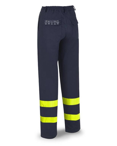 Pantalón IGNÍFUGO y ANTIESTÁTICO multinorma con cintas reflectantes. Algodón 260 gr MARCA