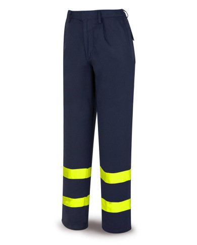 Pantalón IGNÍFUGO y ANTIESTÁTICO multinorma con cintas reflectantes. Algodón 260 gr MARCA