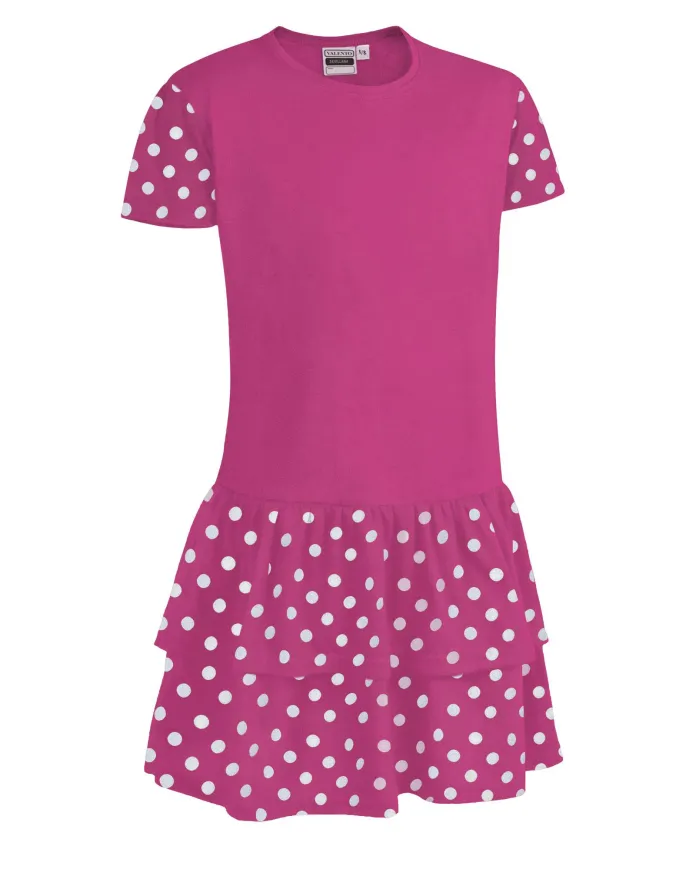 Vestido infantil SEVILLANA rosa magenta-blanco
