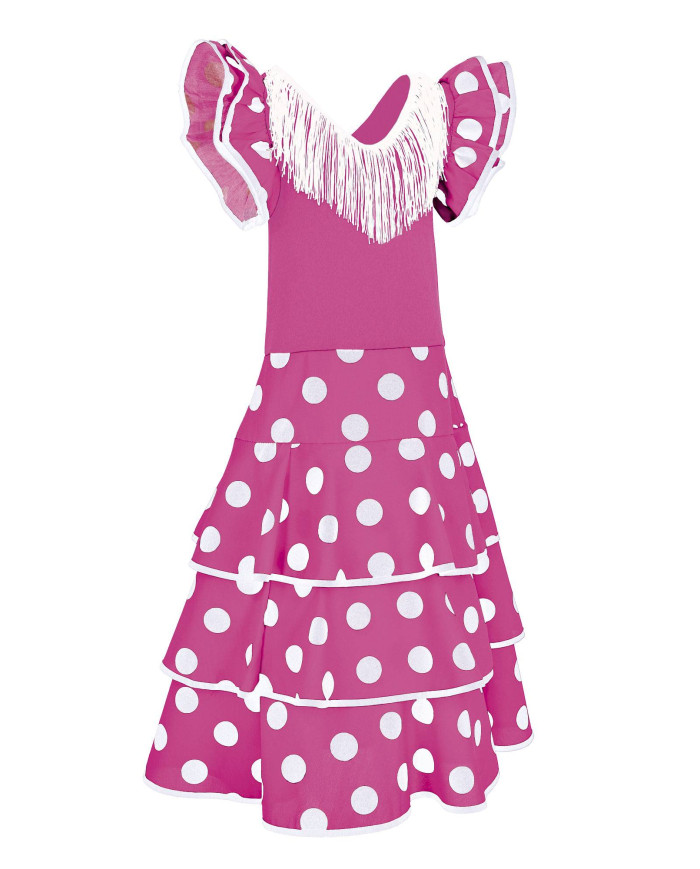 Vestido infantil BULERIA rosa magenta-blanco