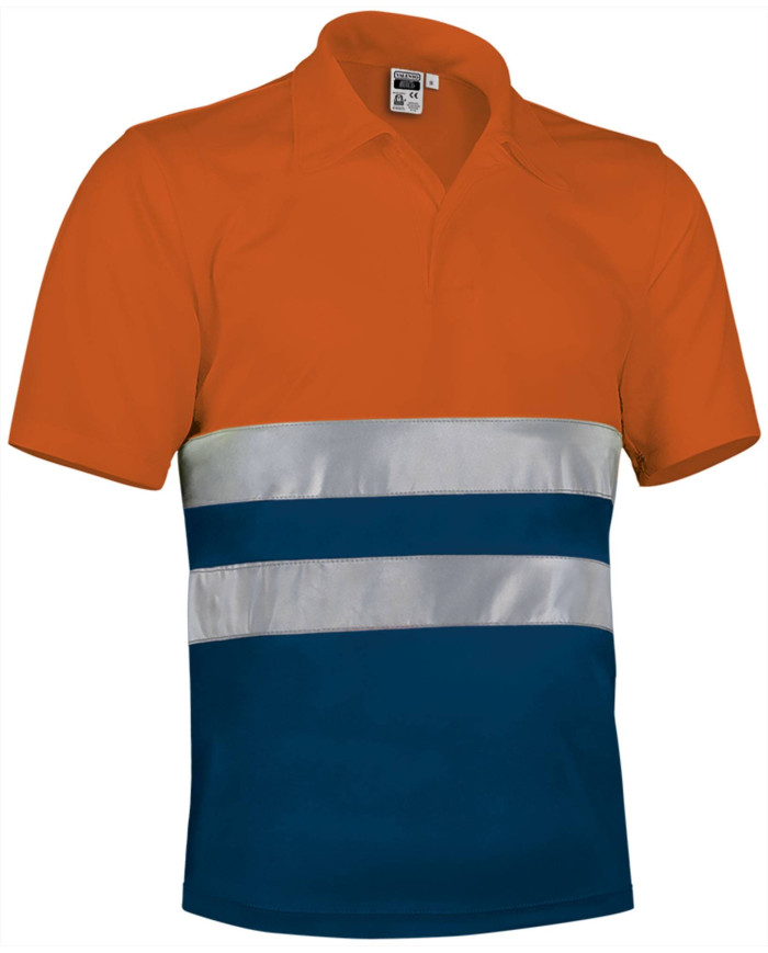 Polo A.V. M/C BUILD naranja flúor-azul marino orión