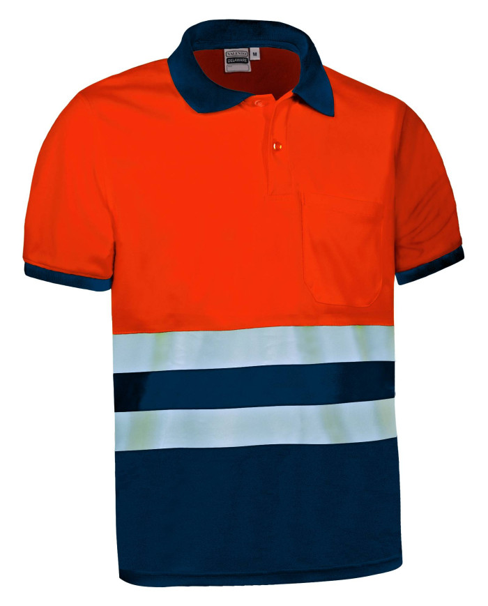 Polo A.V. M/C DELAWARE naranja fluor-gris carbon