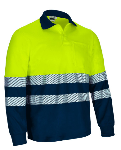 Polo A.V. M/L ALBURY naranja flúor-azul marino orión