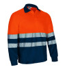 Polo A.V. M/L ALBURY naranja flúor-azul marino orión