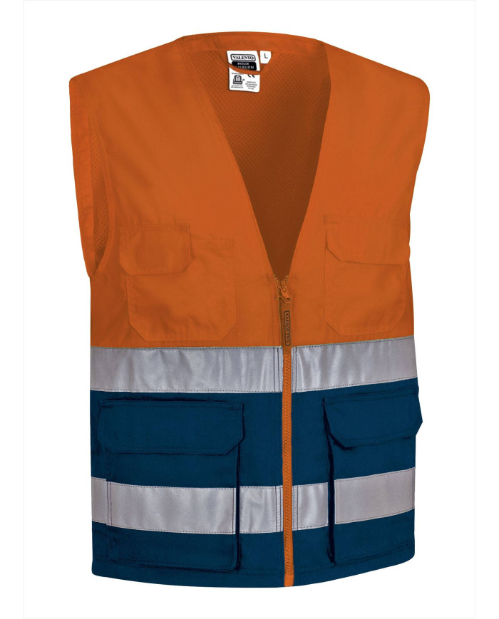 Chaleco A.V. LISBURN naranja flúor-azul marino orión