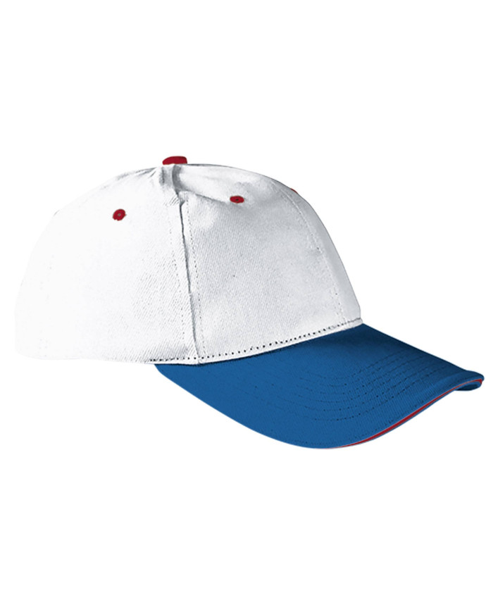 Gorra SANDWICH azul marino orión-rojo loto-amarillo limón