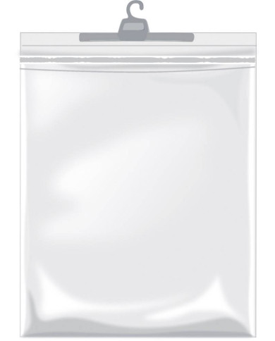 Bolsa de plástico con adhesivo y percha SORIA transparente