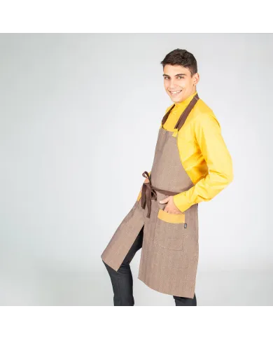 DELANTAL CON PETO CHOCOLATE TIRANTE 2 COLORES 82X72 CM GARYS