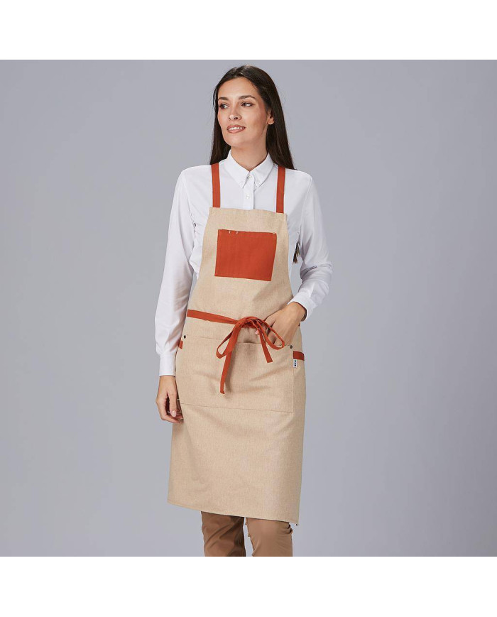 DELANTAL PETO BOLSILLO Y CINTAS COMBINADAS 88X74 CM GARYS