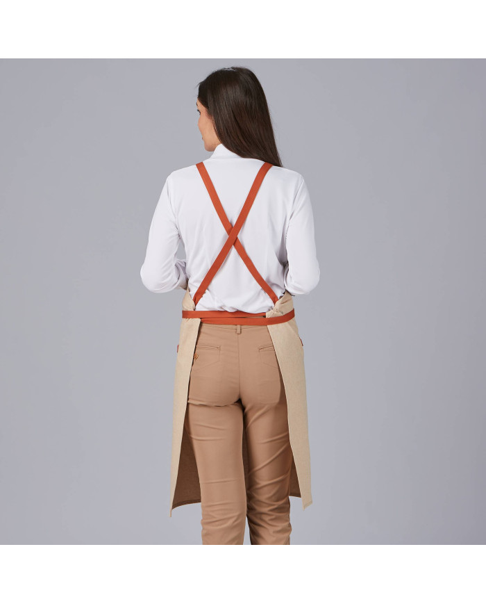 DELANTAL PETO BOLSILLO Y CINTAS COMBINADAS 88X74 CM GARYS