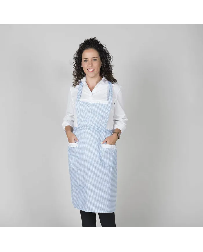DELANTAL CON PUNTILLA BLANCO O VICHY 80X54 CM GARYS