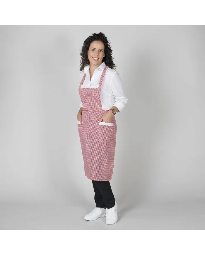 DELANTAL CON PUNTILLA BLANCO O VICHY 80X54 CM GARYS