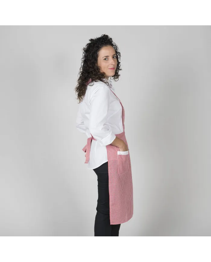 DELANTAL CON PUNTILLA BLANCO O VICHY 80X54 CM GARYS