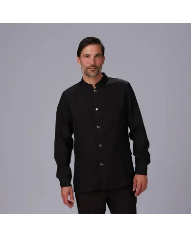 CHAQUETA HOMBRE MAO NEGRA BOTON DORADO GARYS
