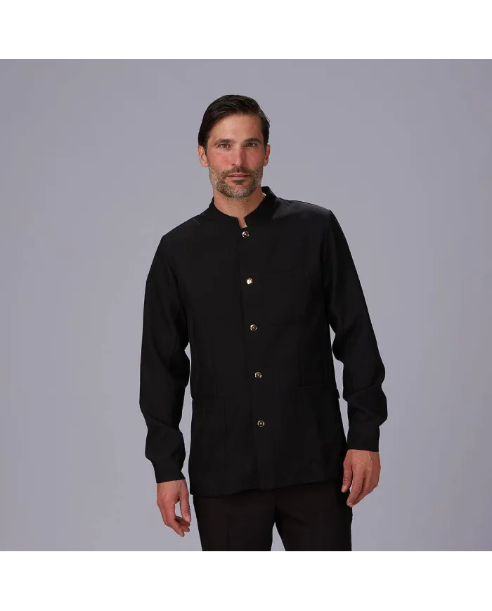 CHAQUETA HOMBRE MAO NEGRA BOTON DORADO GARYS
