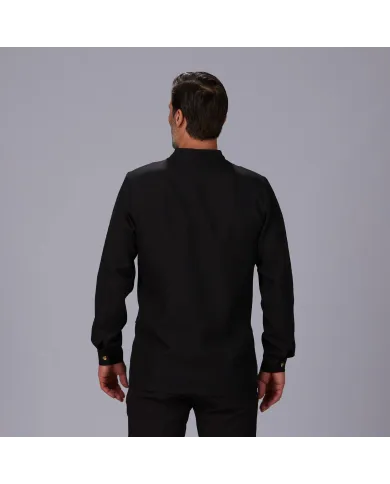 CHAQUETA HOMBRE MAO NEGRA BOTON DORADO GARYS