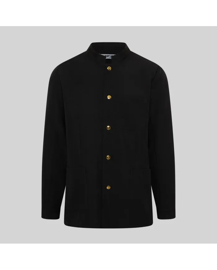 CHAQUETA HOMBRE MAO NEGRA BOTON DORADO GARYS