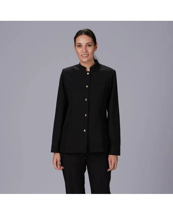 CHAQUETA MUJER MAO NEGRA BOTON DORADO GARYS