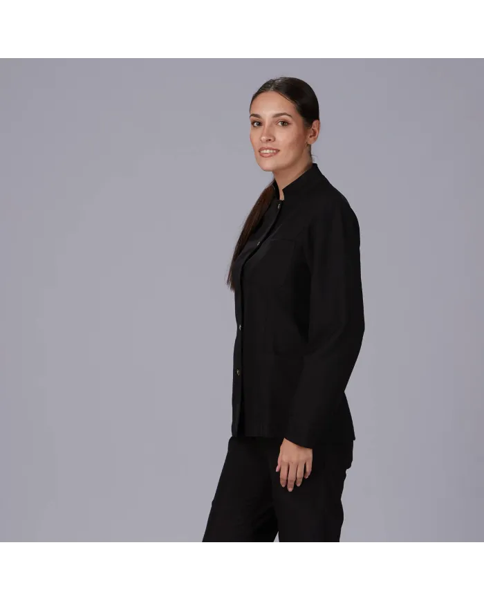 CHAQUETA MUJER MAO NEGRA BOTON DORADO GARYS