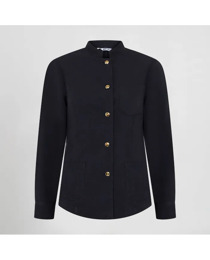 CHAQUETA MUJER MAO NEGRA BOTON DORADO GARYS