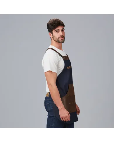 DELANTAL PETO VAQUERO Y PIEL 73X68 CM GARYS