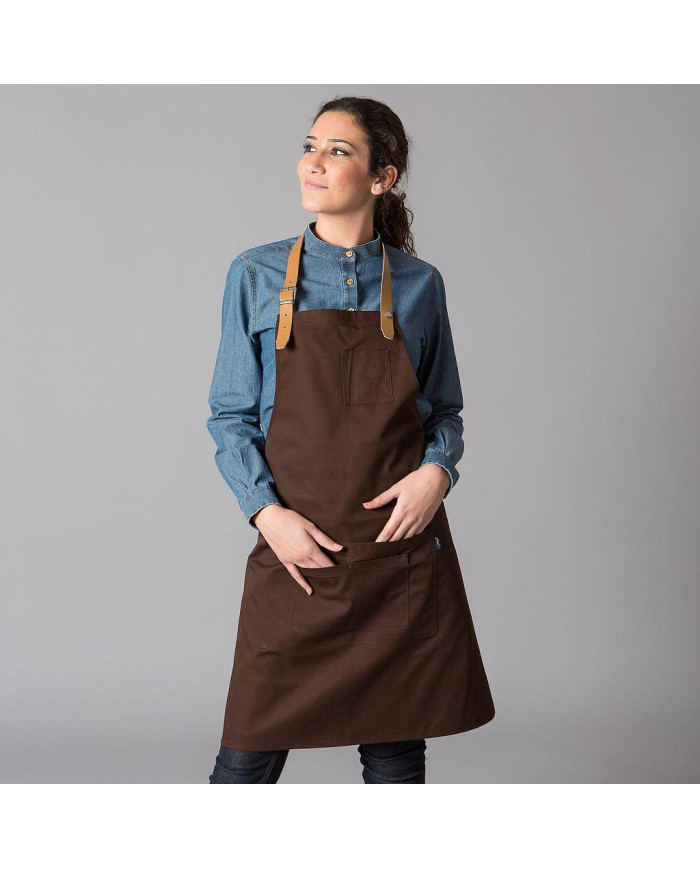 DELANTAL CON PETO CINTA DE CUERO 72X80 CM GARYS