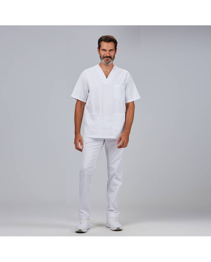 CONJUNTO UNISEX BLUSA CUELLO PICO /PANTALON GOMA ENTERA "RED LINE" GARYS