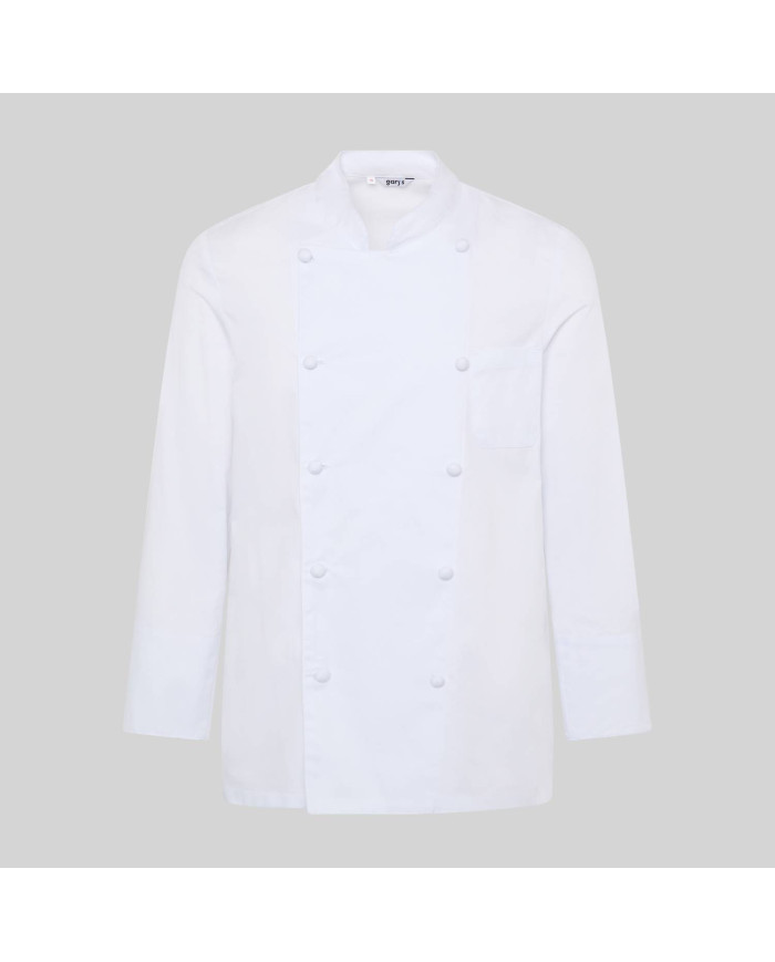 CHAQUETA COCINA UNISEX BOTON FORRADO M/L BLANCA GARYS
