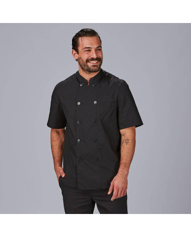 CHAQUETA COCINA UNISEX POPELIN FINO NEGRO M/C GARYS