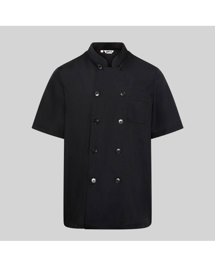 CHAQUETA COCINA UNISEX POPELIN FINO NEGRO M/C GARYS