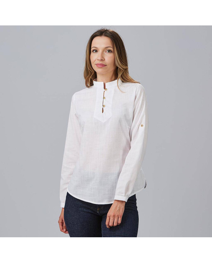 CAMISA MUJER FALSO LINO FLORA GARYS