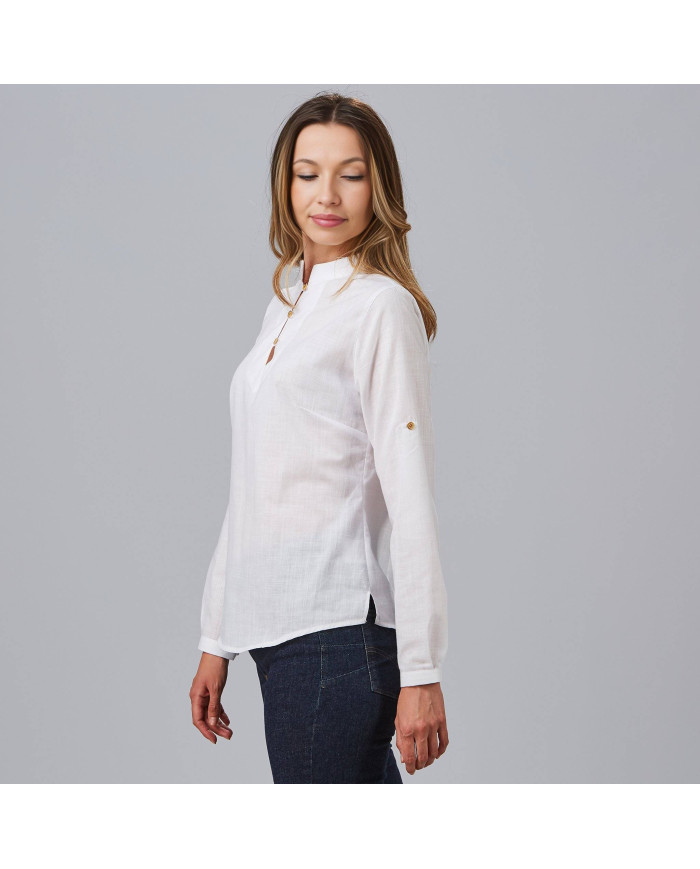 CAMISA MUJER FALSO LINO FLORA GARYS