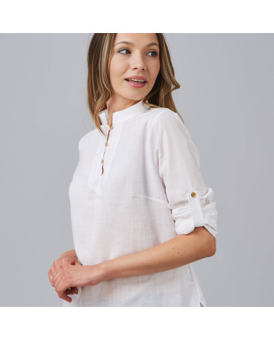 CAMISA MUJER FALSO LINO FLORA GARYS