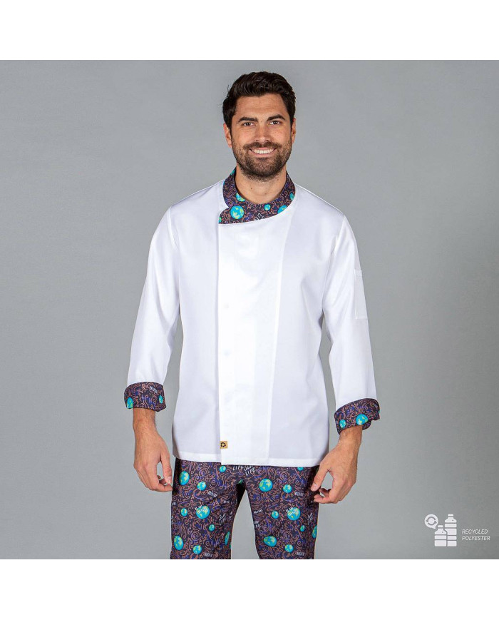 CHAQUETA COCINA UNISEX PLANET TEJIDO RECICLADO MICROFIBRA