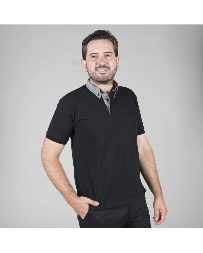 POLO NEGRO HOMBRE M/C C/CAMISERO GARYS | Polos | Uniformes