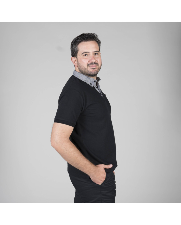 POLO NEGRO HOMBRE M/C C/CAMISERO GARYS | Polos | Uniformes