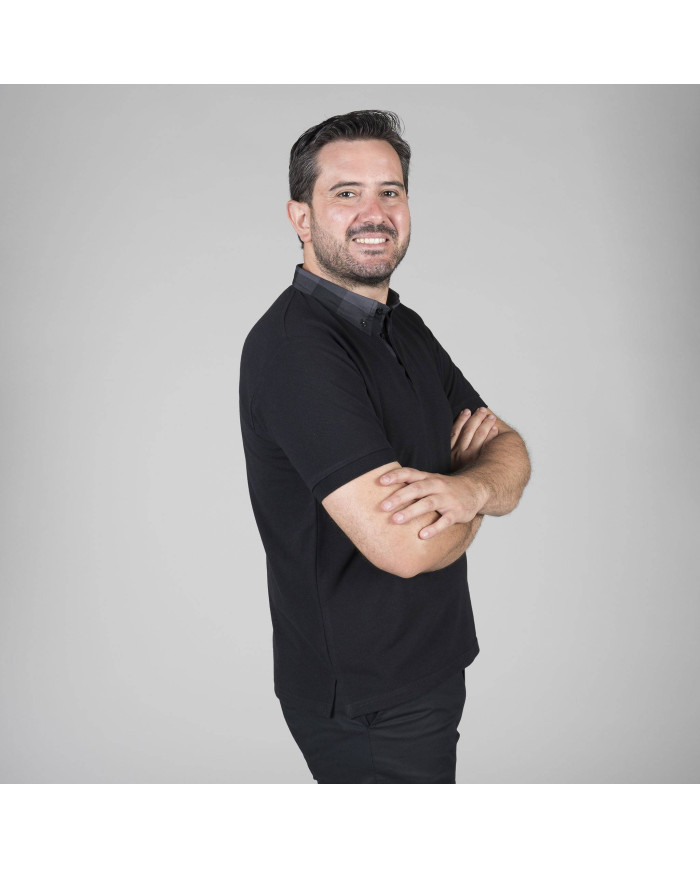 POLO NEGRO HOMBRE M/C C/CAMISERO GARYS | Polos | Uniformes